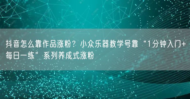 抖音怎么靠作品涨粉？小众乐器教学号靠“1分钟入门+每日一练”系列养成式涨粉