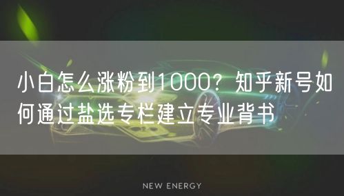 小白怎么涨粉到1000？知乎新号如何通过盐选专栏建立专业背书